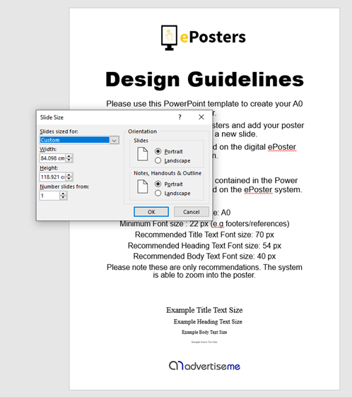 font size a0 poster